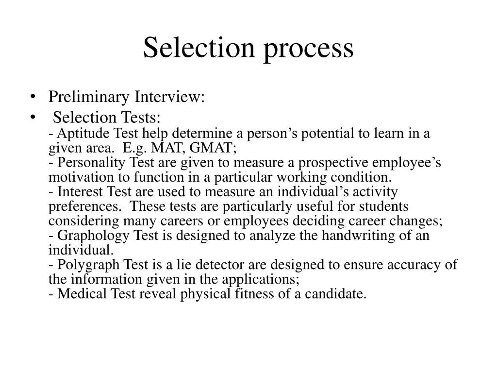 selection process