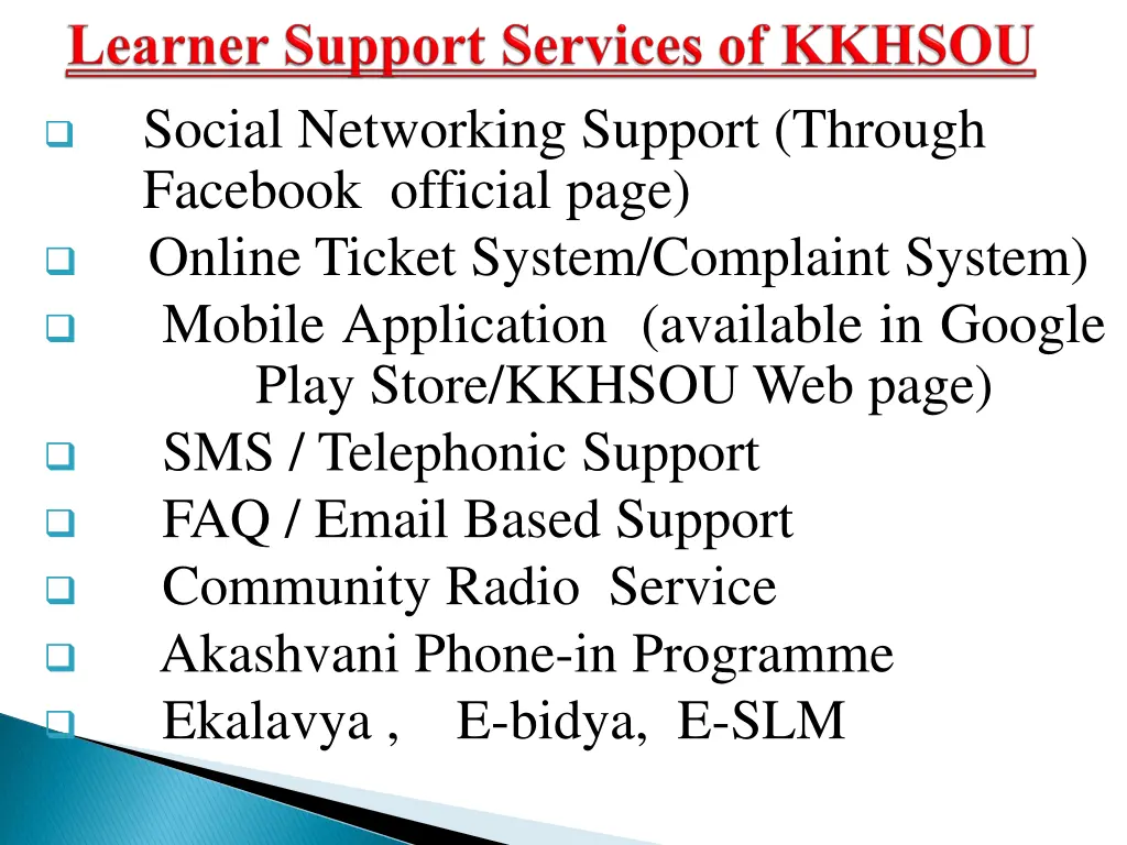 social networking support through facebook