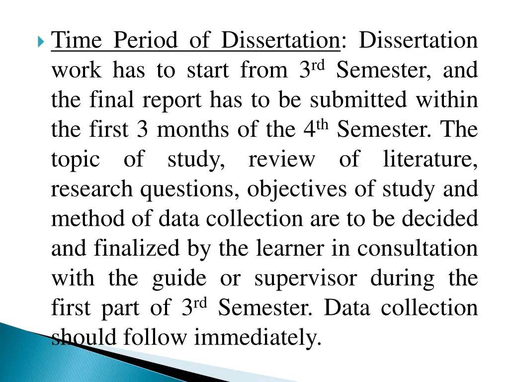 time period of dissertation dissertation work