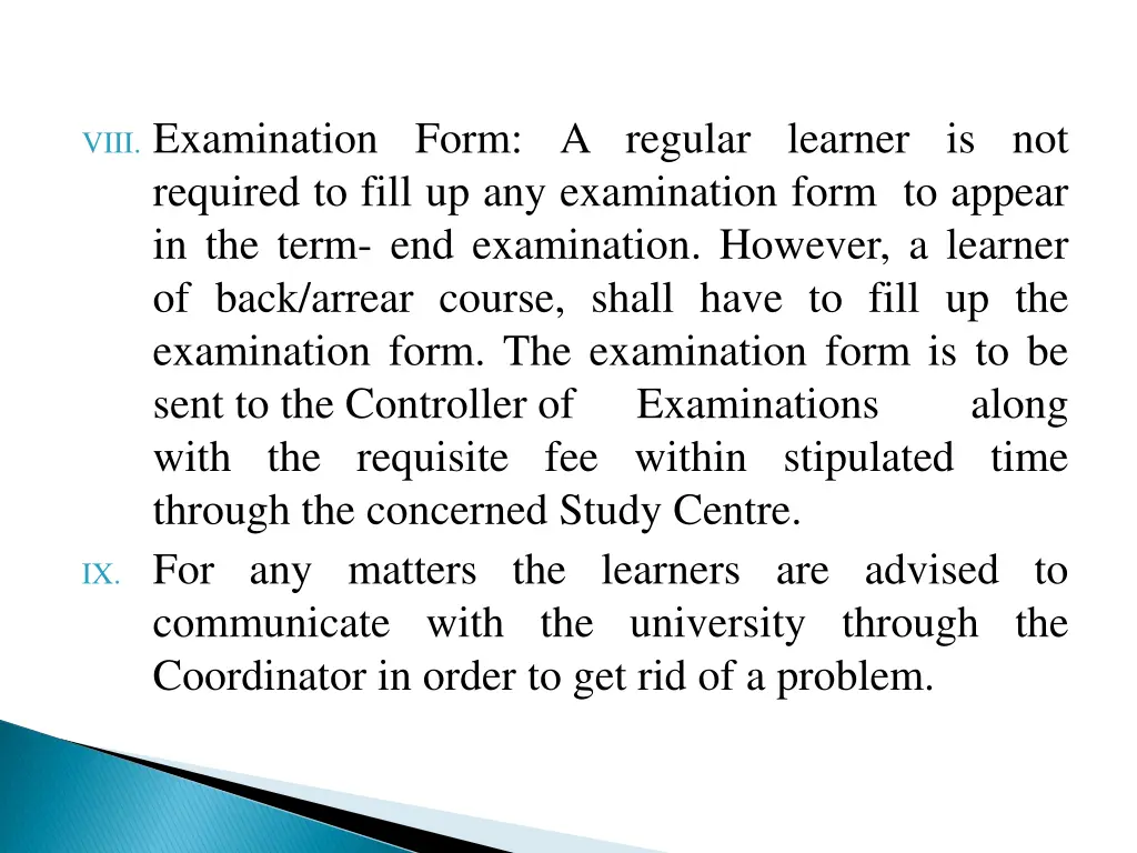 viii examination form a regular learner