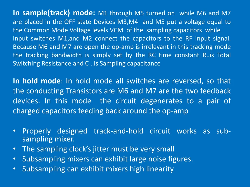 in sample track mode m1 through m5 turned