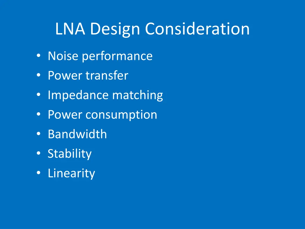 lna design consideration