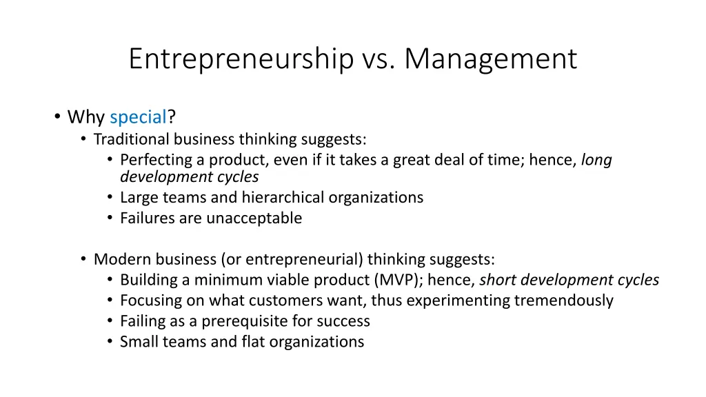 entrepreneurship vs management 1