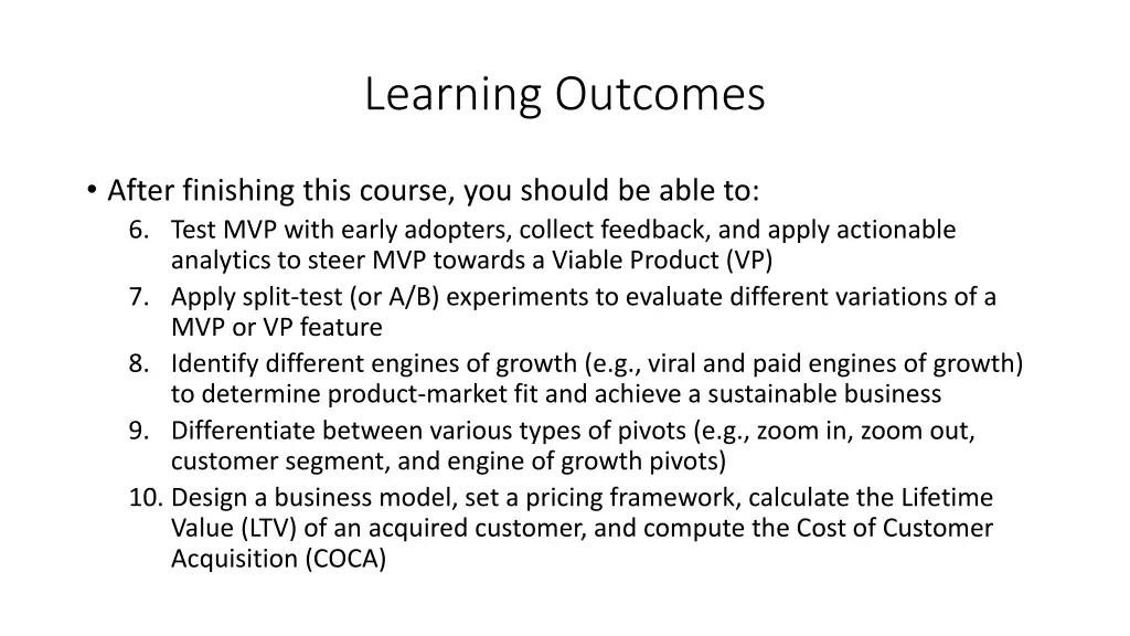 learning outcomes 1