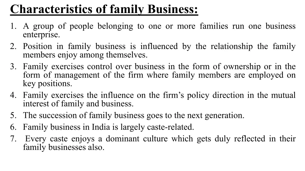 characteristics of family business