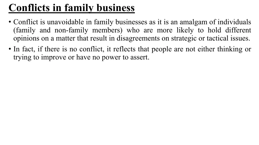 conflicts in family business