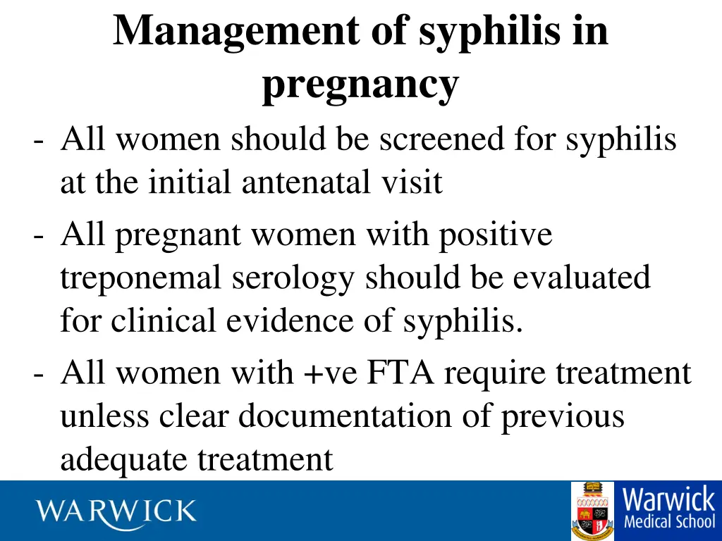 management of syphilis in pregnancy all women