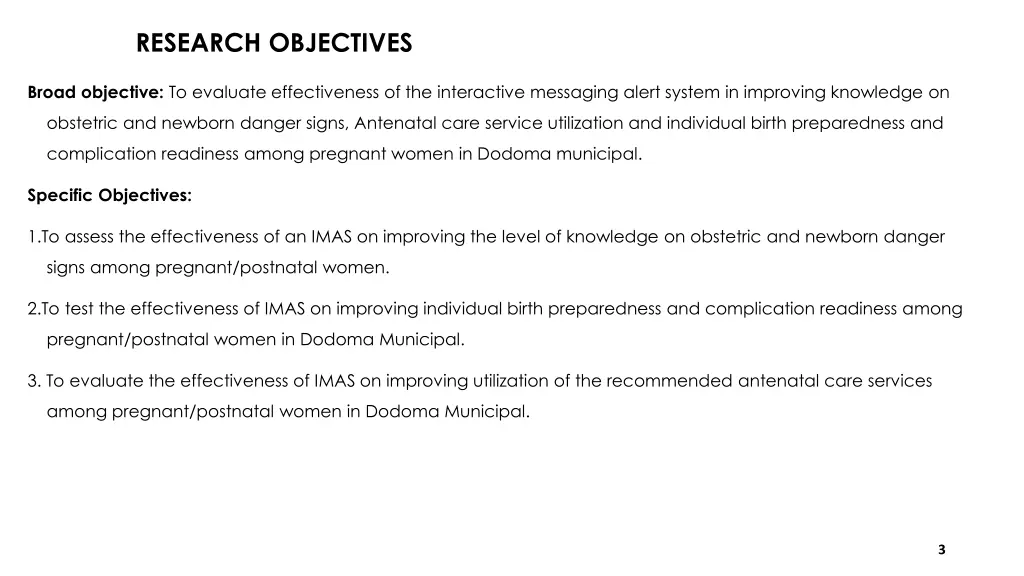 research objectives