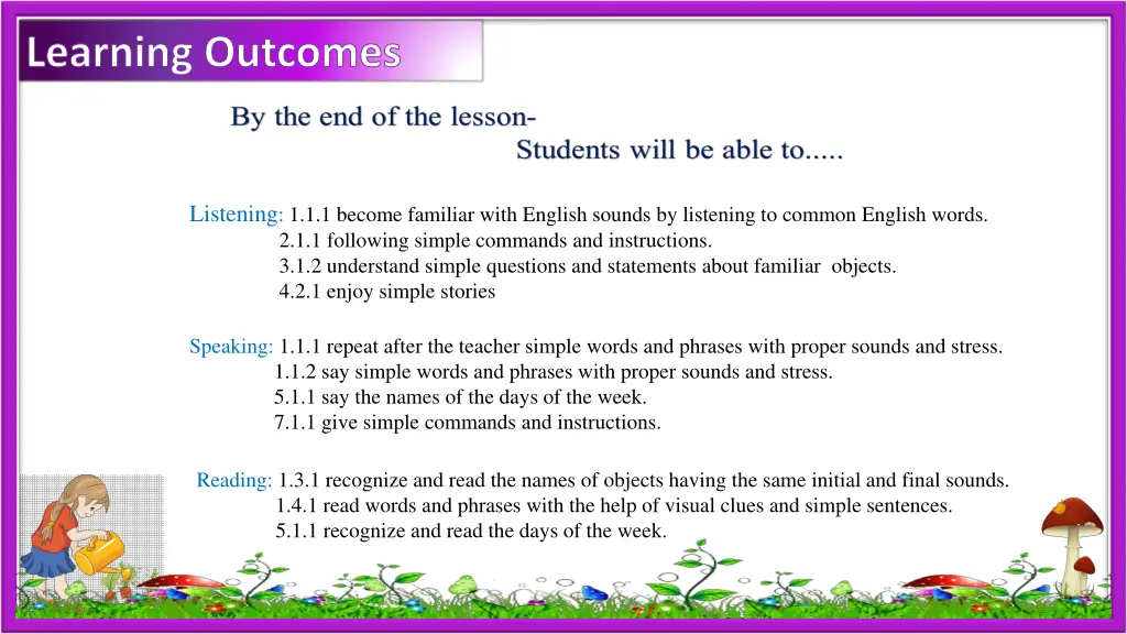 learning outcomes