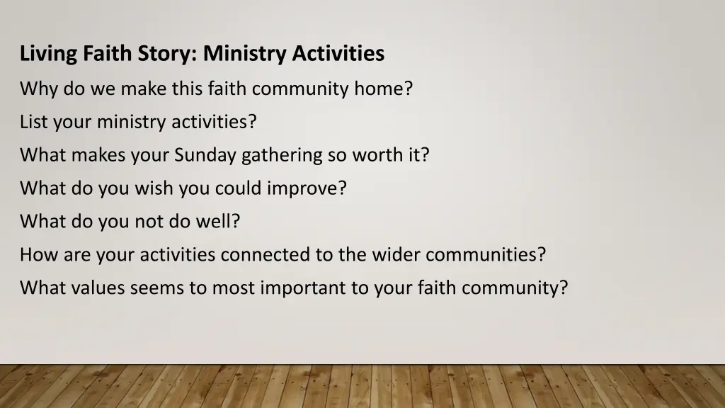 living faith story ministry activities