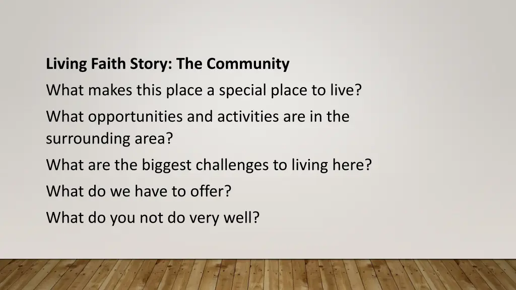 living faith story the community