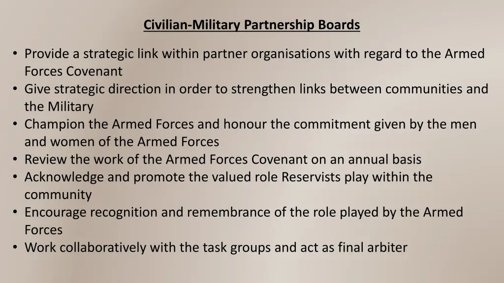 civilian military partnership boards