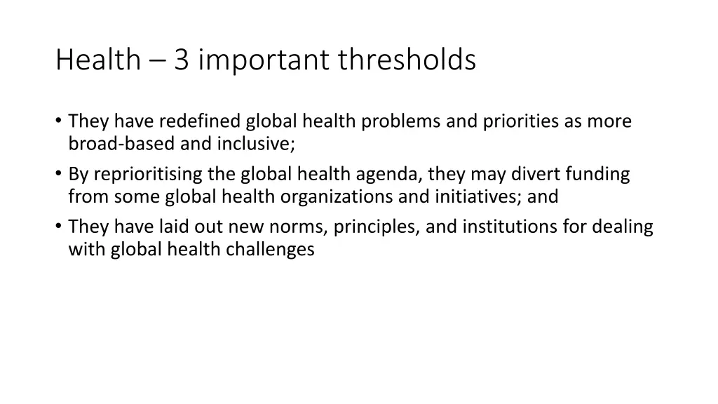 health 3 important thresholds