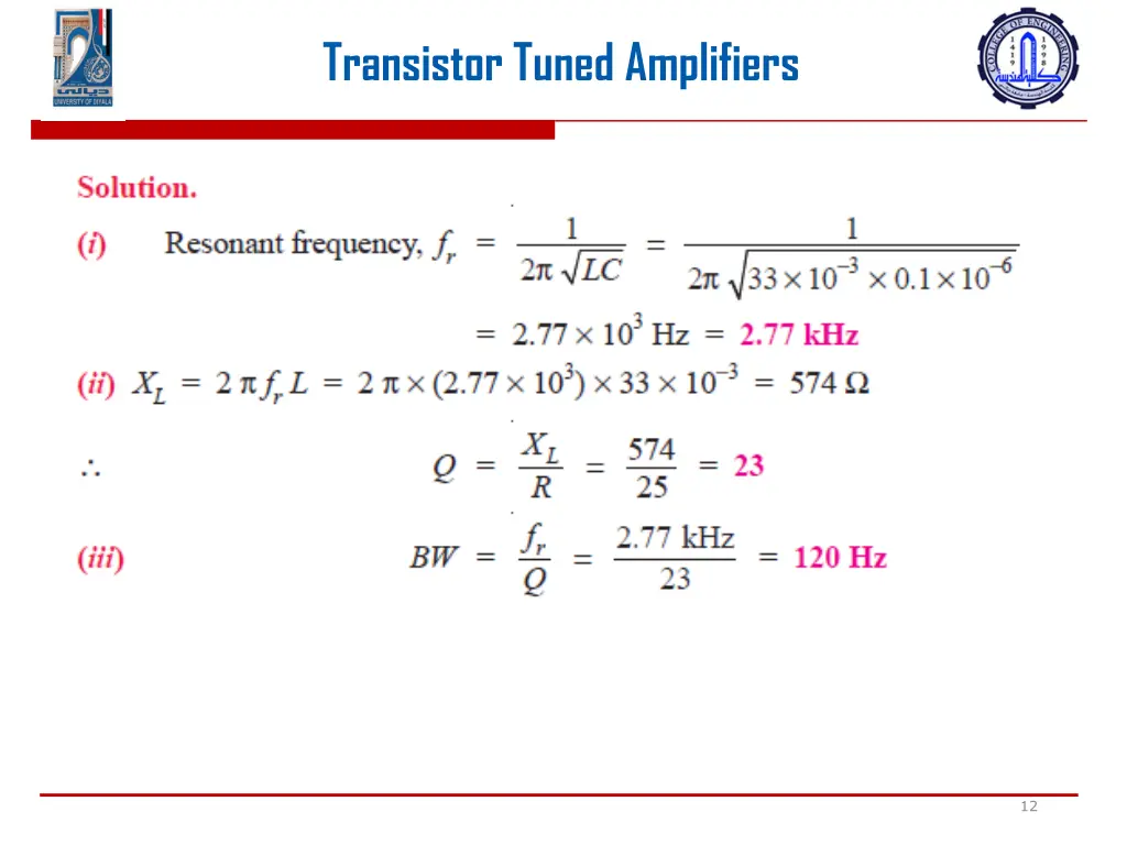 transistor tuned amplifiers 10