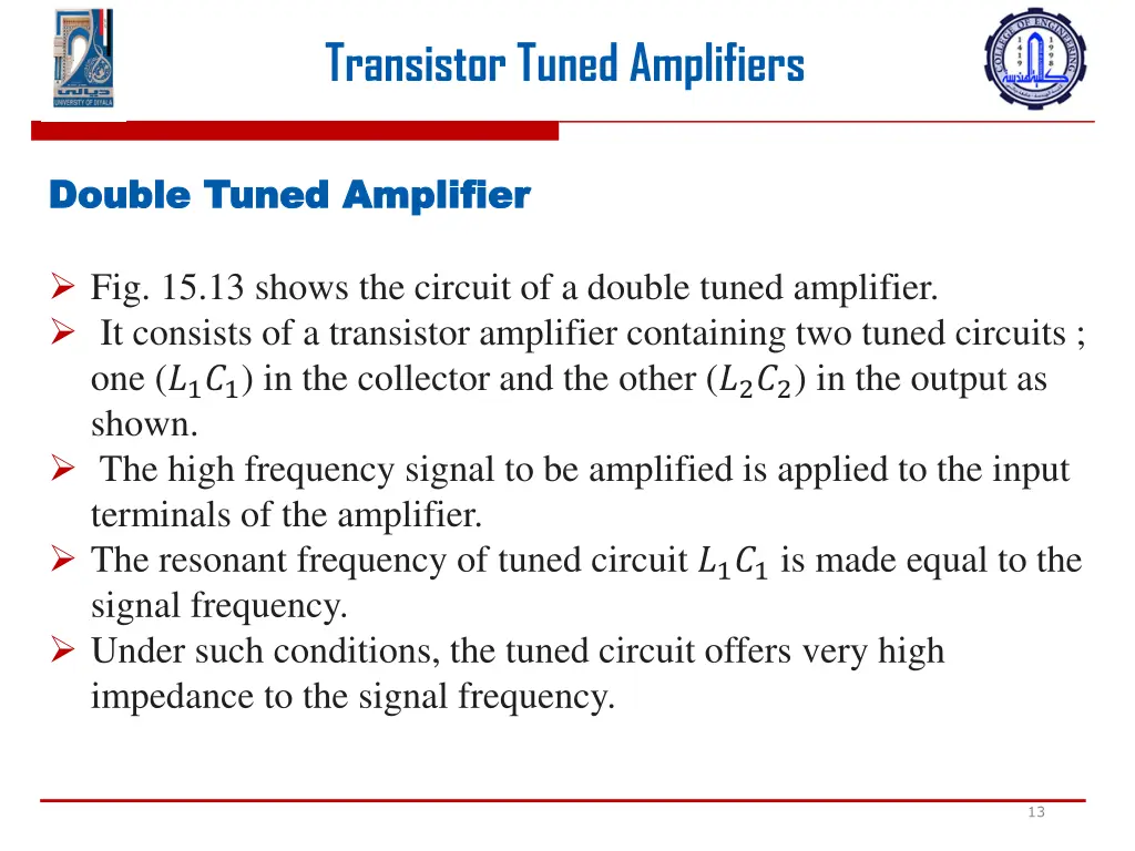 transistor tuned amplifiers 11