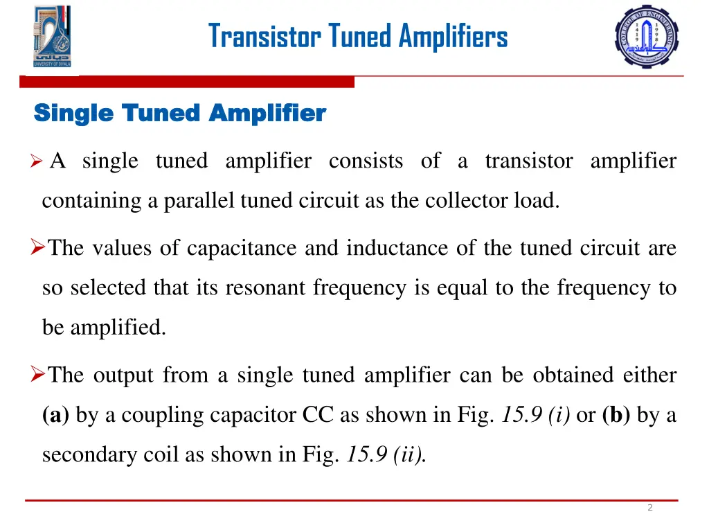 transistor tuned amplifiers