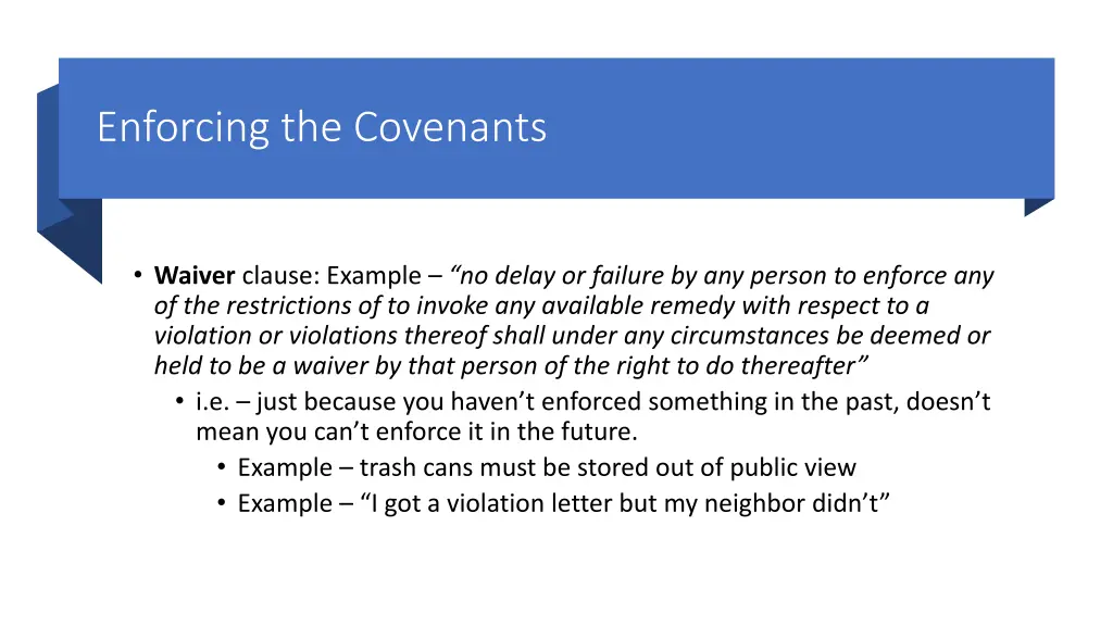 enforcing the covenants 2