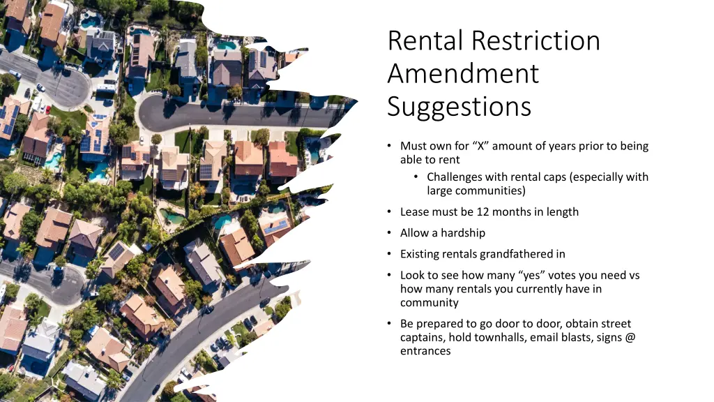 rental restriction amendment suggestions