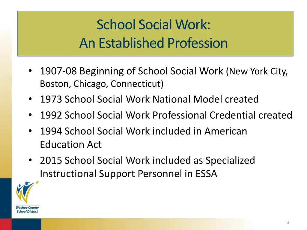 school social work an established profession