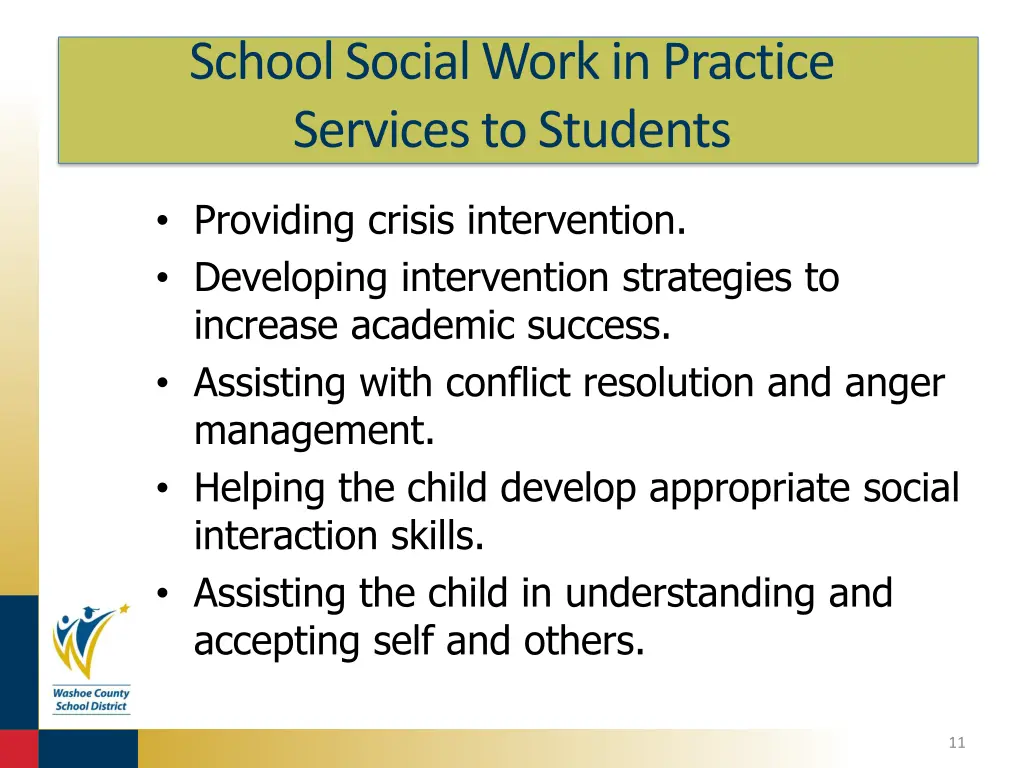 school social work in practice services