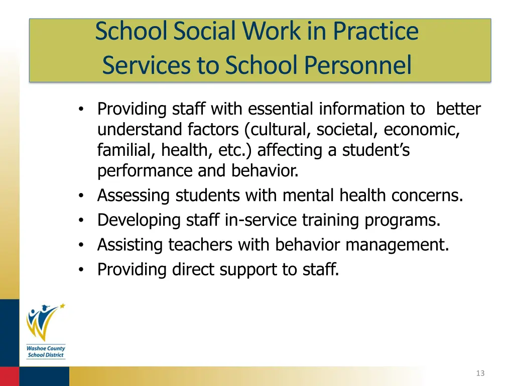 school social work in practice services to school