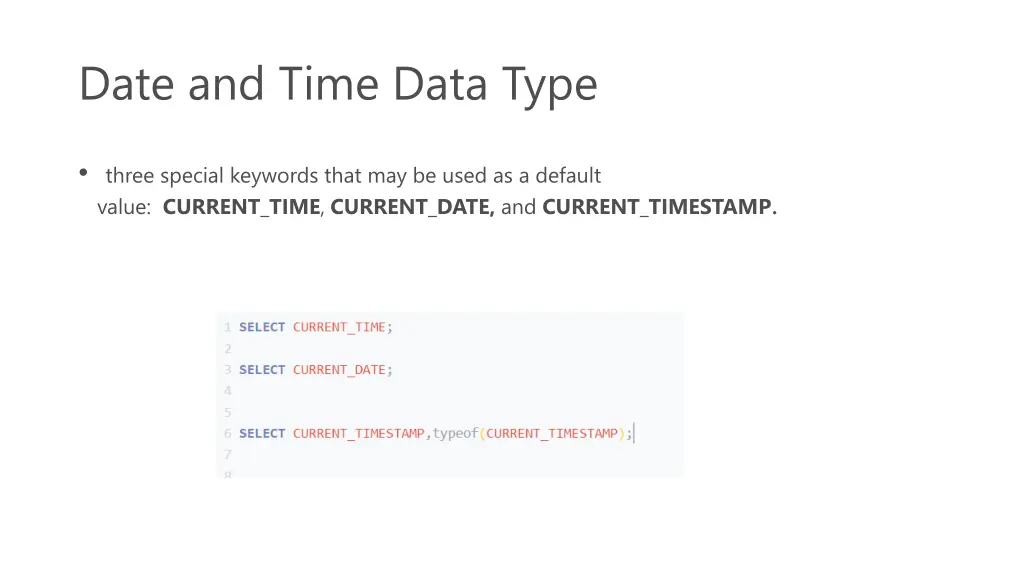 date and time data type