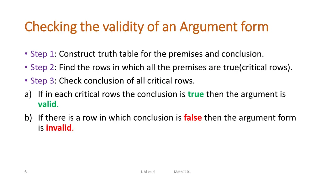 checking the validity of an argument form