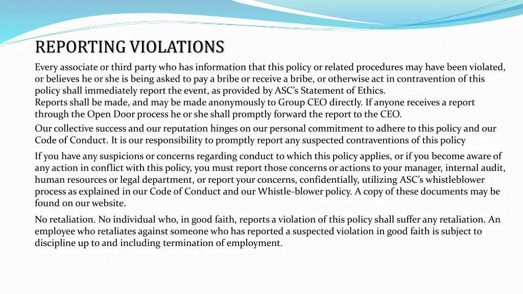 reporting violations