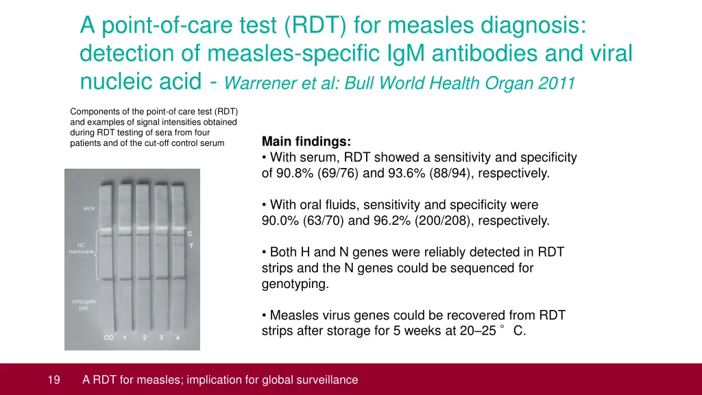 a point of care test rdt for measles diagnosis