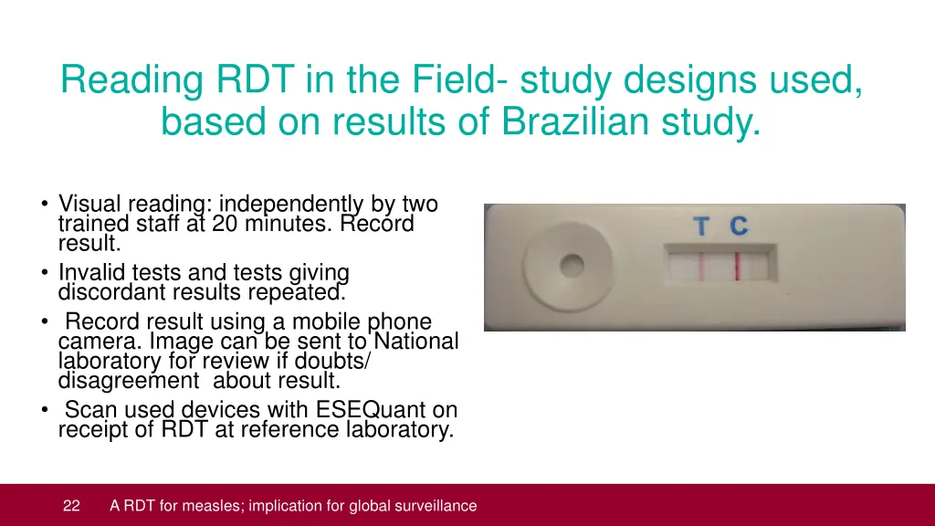 reading rdt in the field study designs used based