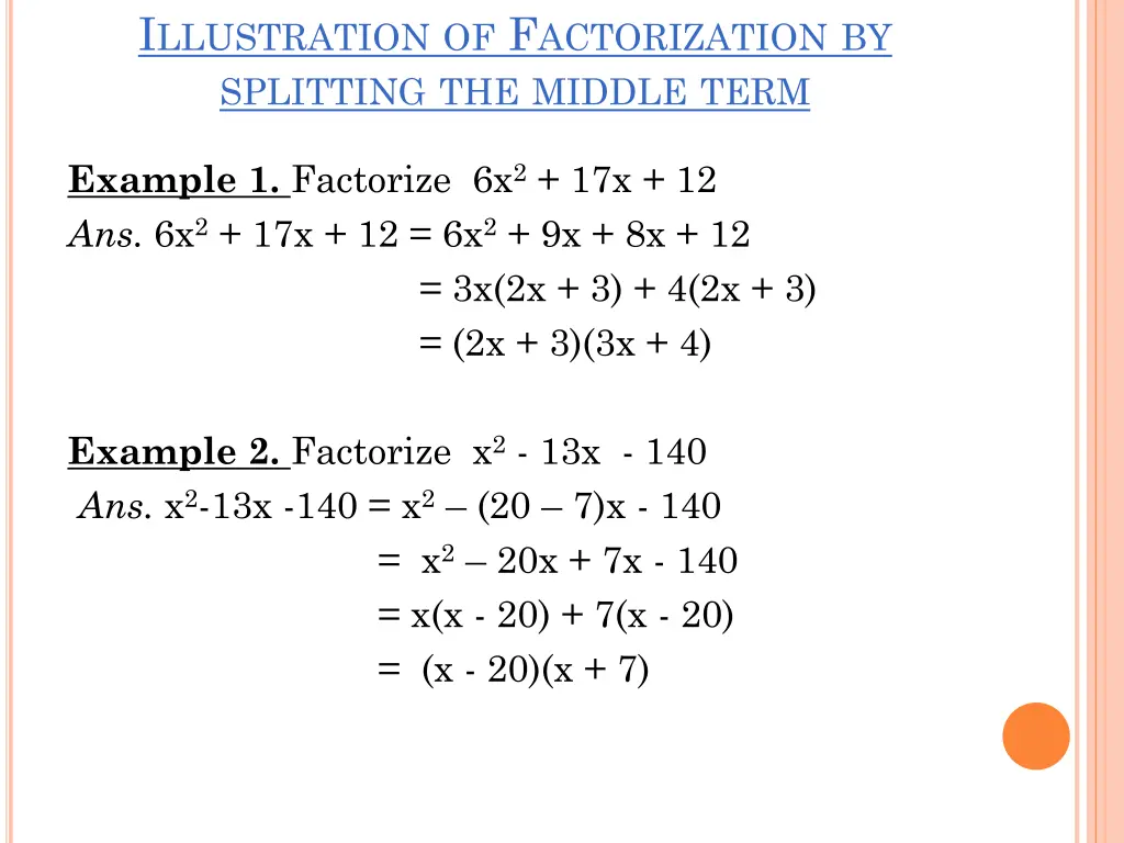 i llustration of f actorization by splitting