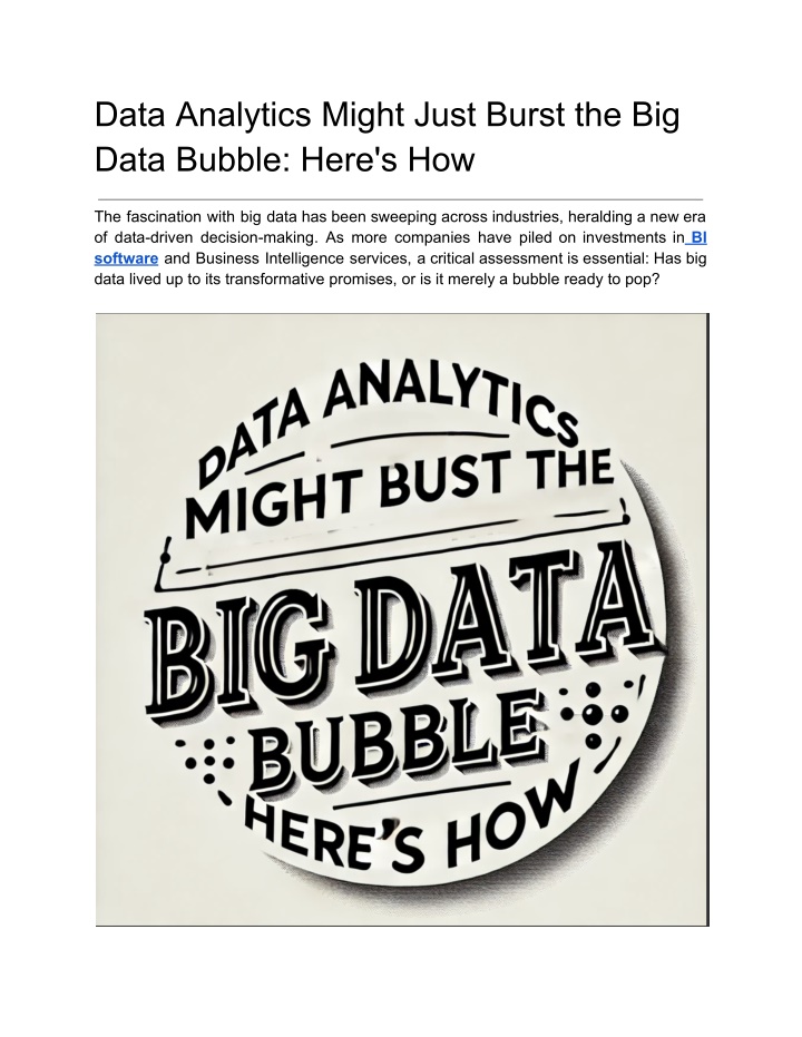 data analytics might just burst the big data