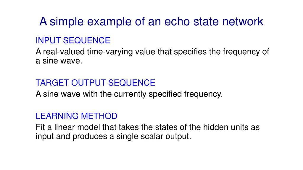 a simple example of an echo state network