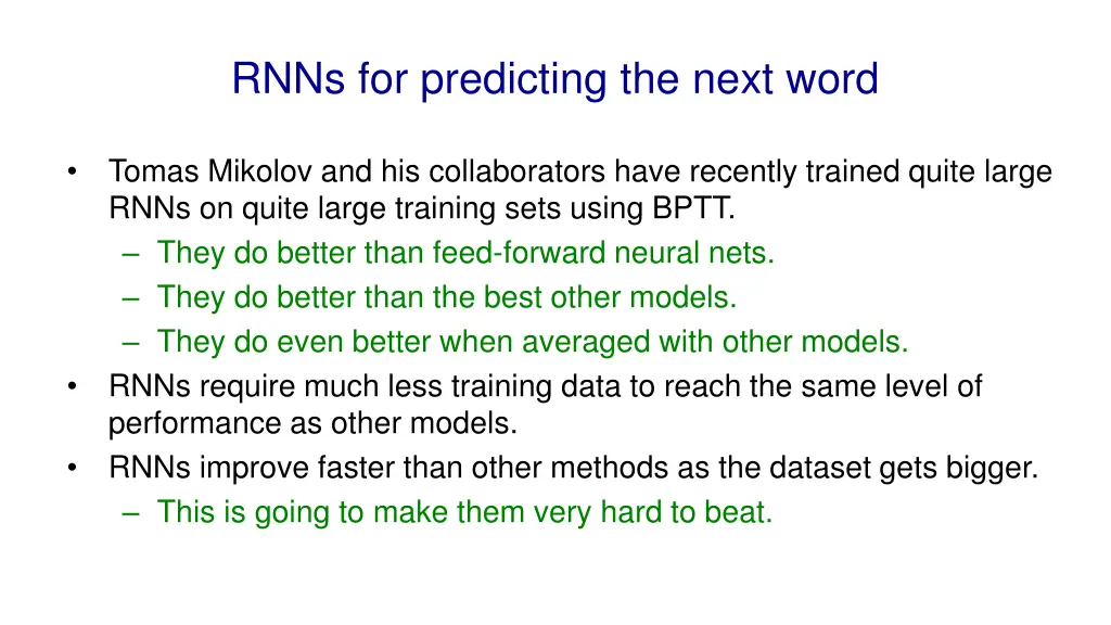 rnns for predicting the next word