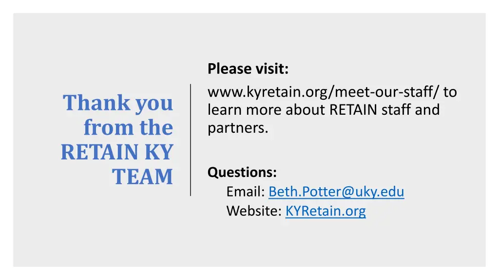 please visit www kyretain org meet our staff