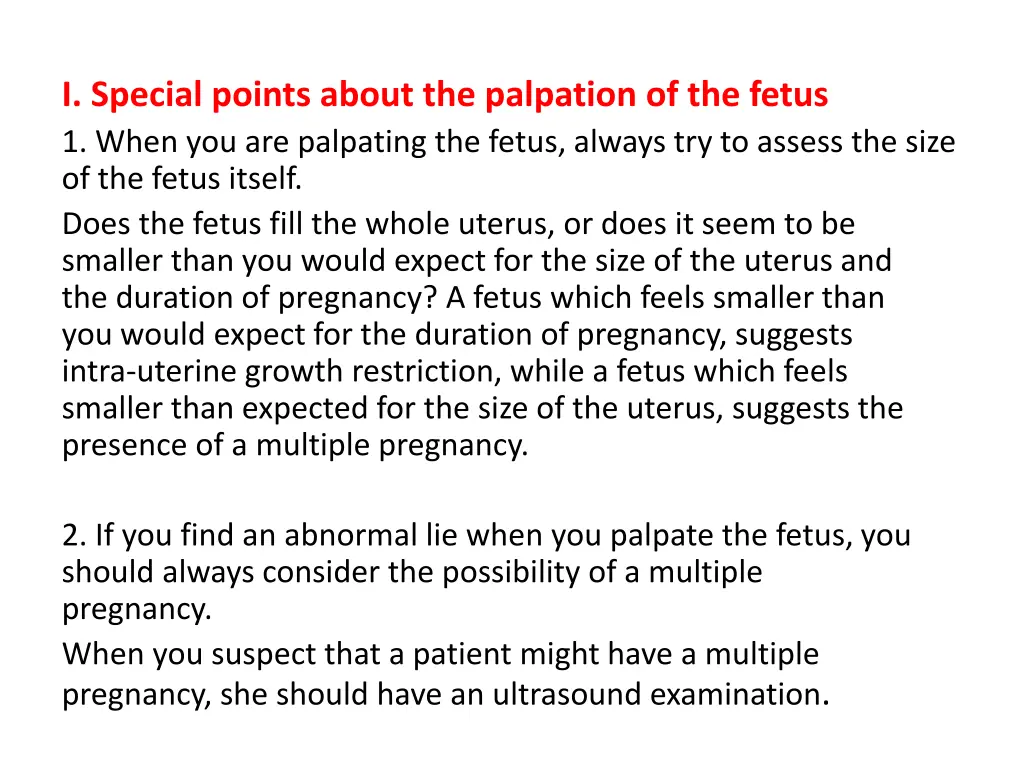 i special points about the palpation of the fetus