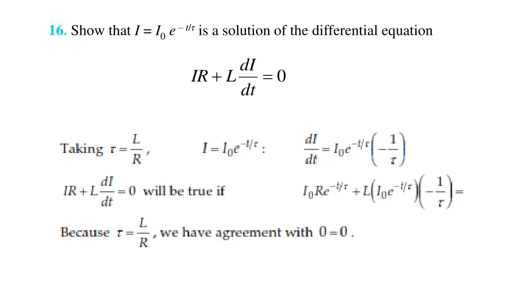 16 show that i i 0 e t is a solution