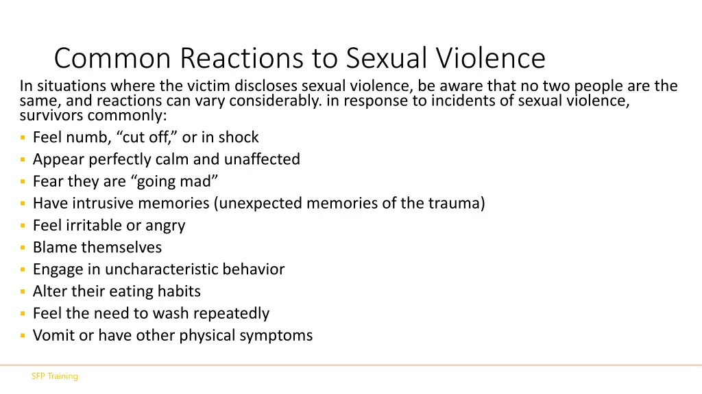 common reactions to sexual violence in situations