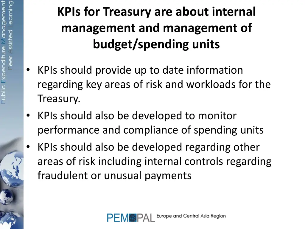 kpis for treasury are about internal management