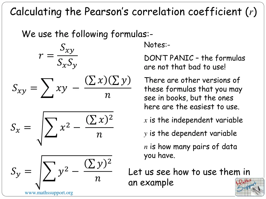 calculating the pearson s correlation coefficient