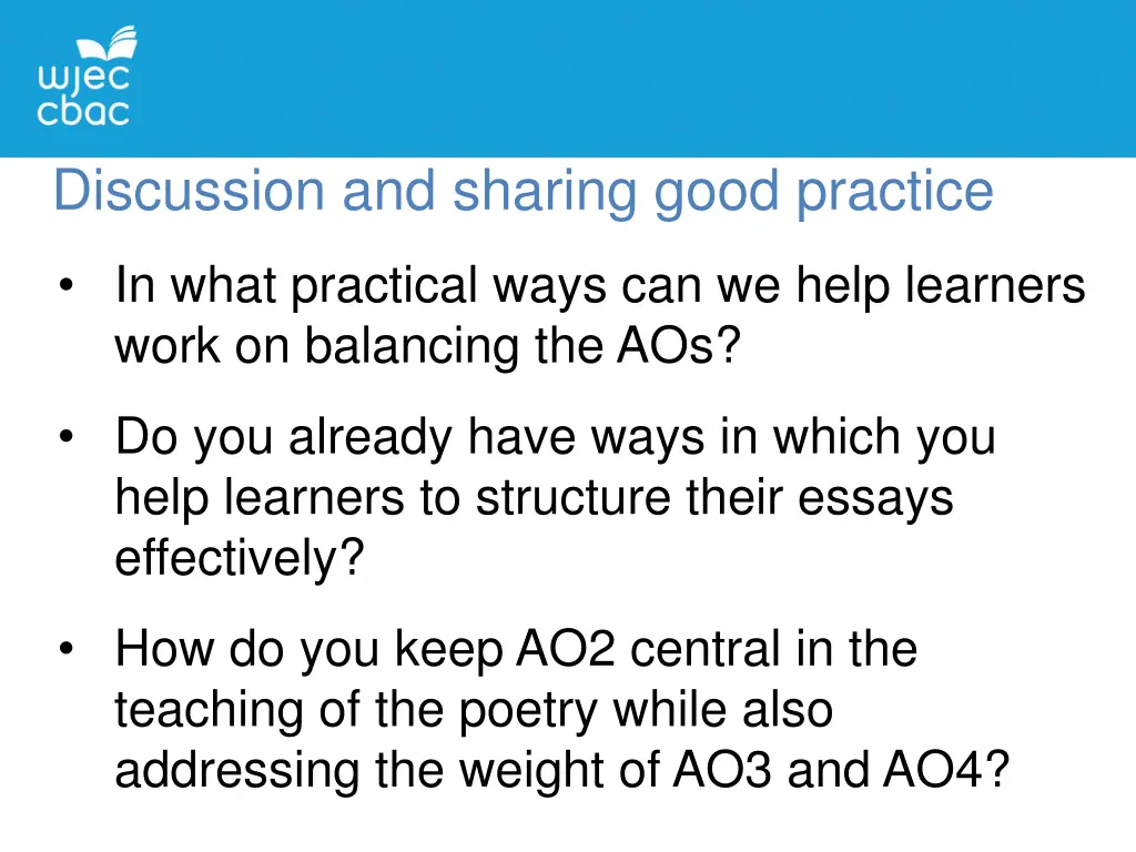 discussion and sharing good practice