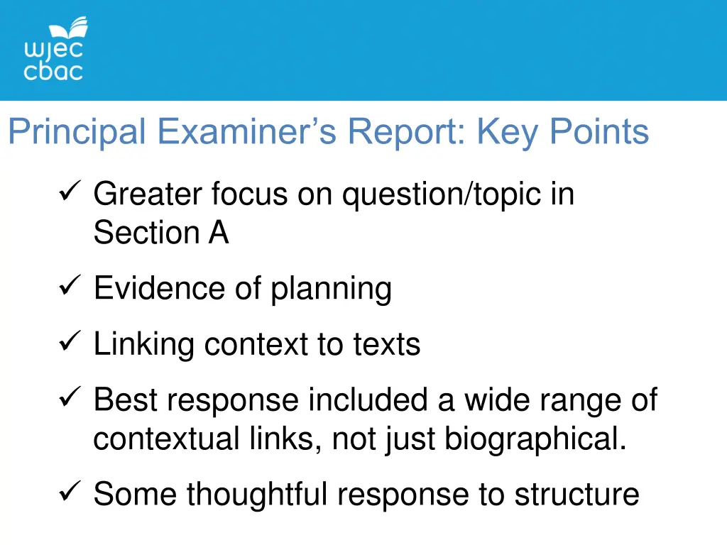 principal examiner s report key points