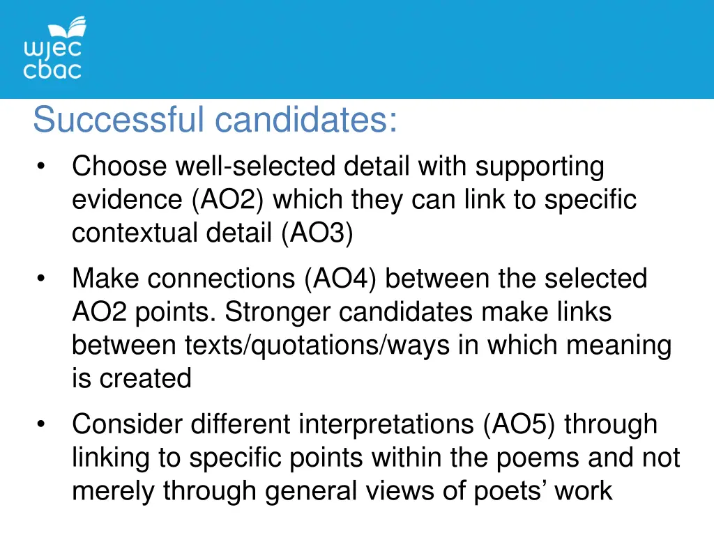 successful candidates choose well selected detail