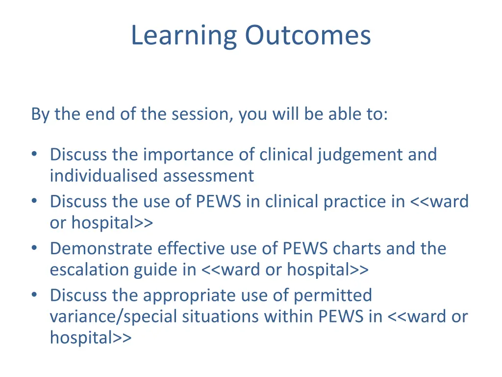 learning outcomes