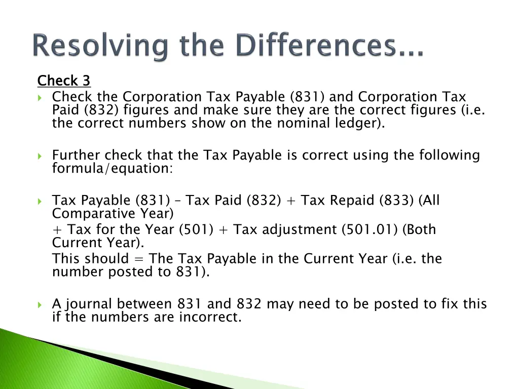 check 3 check the corporation tax payable