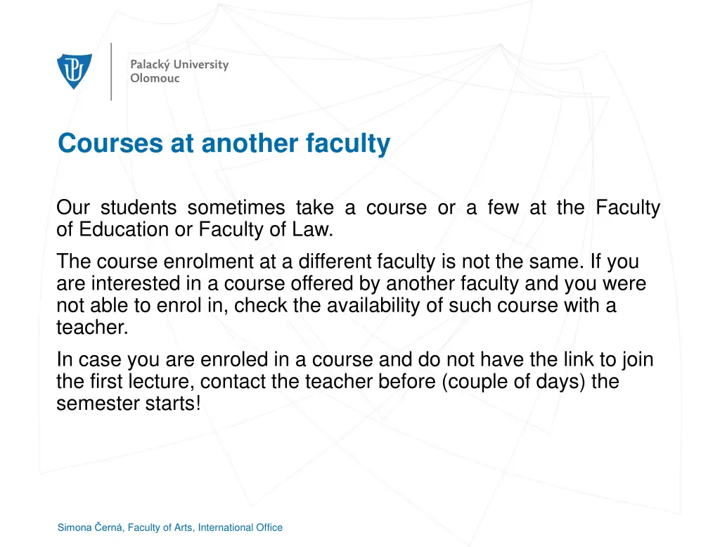 courses at another faculty