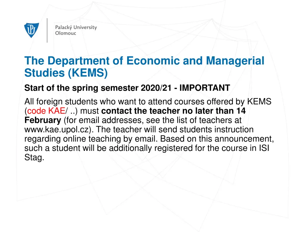 the department of economic and managerial studies