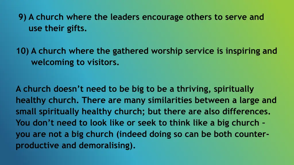 9 a church where the leaders encourage others