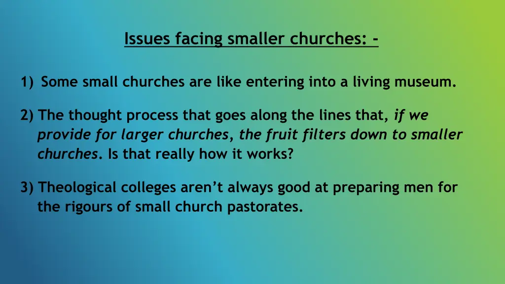 issues facing smaller churches