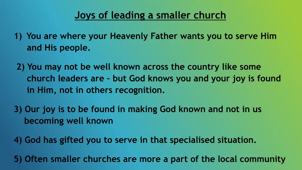 joys of leading a smaller church